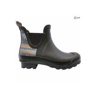 Pendleton Womens Black Harding Geometric Ankle Rain Boots Size 10 Waterproof